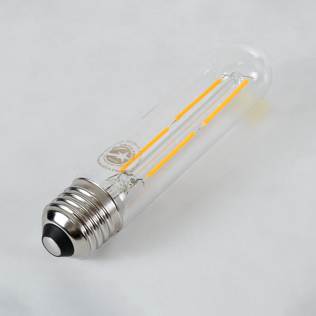 Glint® Λάμπα Led Long Filament E27 T30 Σωλήνας 4W 400Lm 360° Ac 220-240V Ip20 Φ3 X Υ13.5Cm Θερμό Λευκό 2700K Με Διάφανο Γυαλί - Dimmable