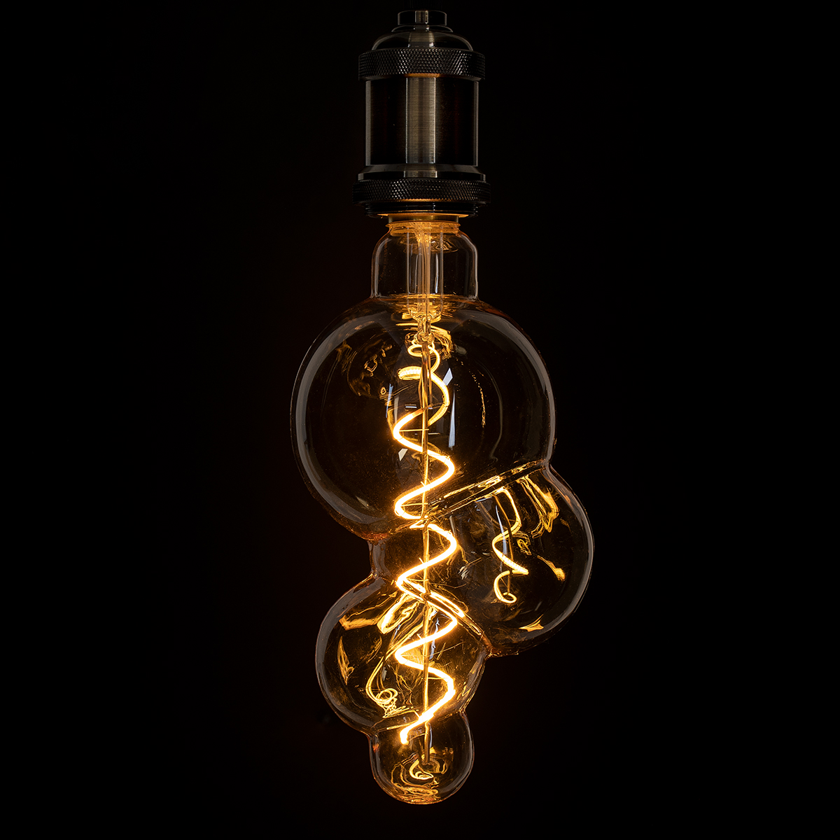 Glint® Λάμπα Led Soft S Spiral Filament E27 Bb100 Bubbles Γλόμπος 6W 420Lm 360° Ac 220-240V Ip20 Φ10 X Υ24Cm Ultra Θερμό Λευκό 2200K Με Μελί Γυαλί - Dimmable