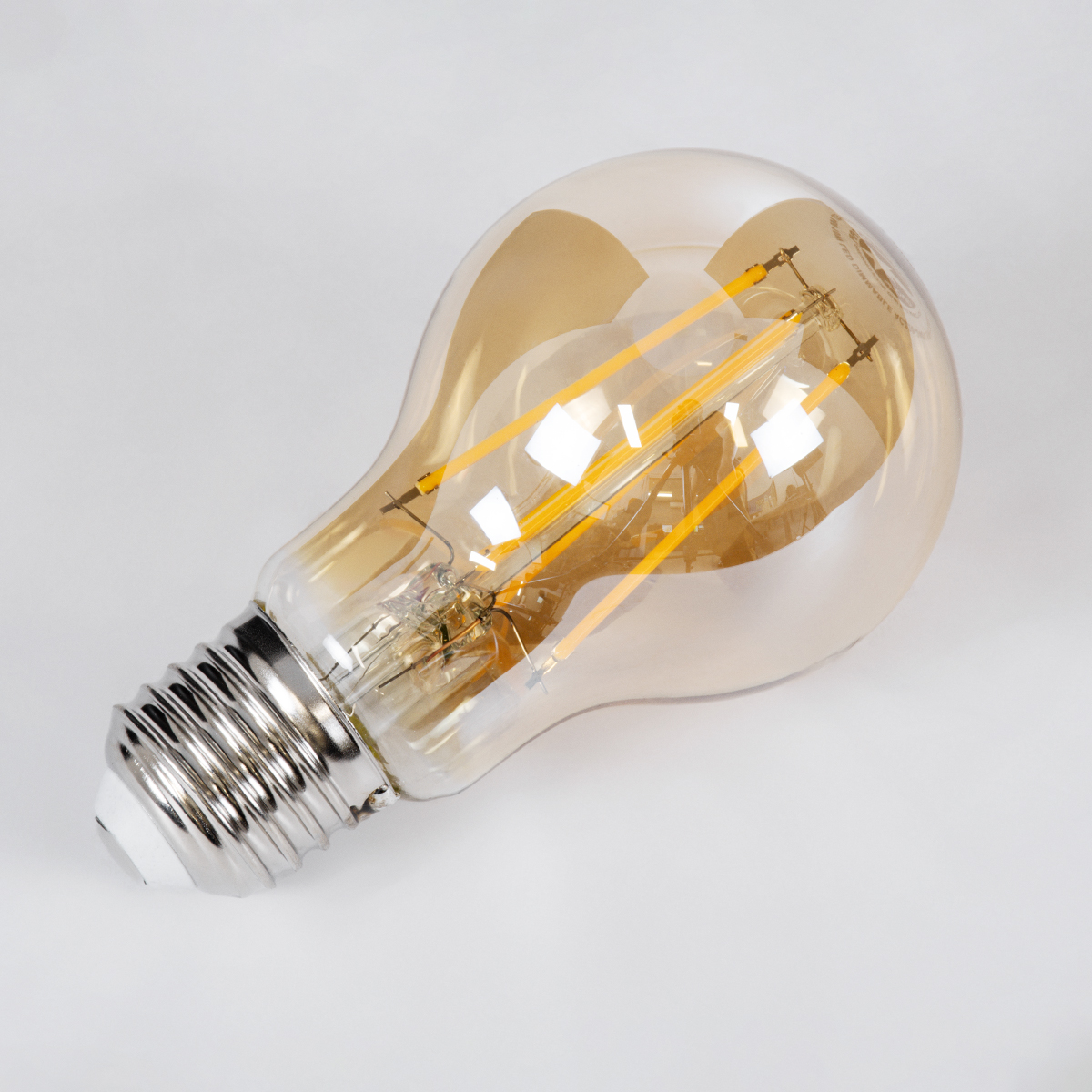 Glint® Λάμπα Led Long Filament E27 A60 Γλόμπος 10W 900Lm 360° Ac 220-240V Ip20 Φ6 X Υ10.5Cm Ultra Θερμό Λευκό 2200K Με Μελί Γυαλί - Dimmable