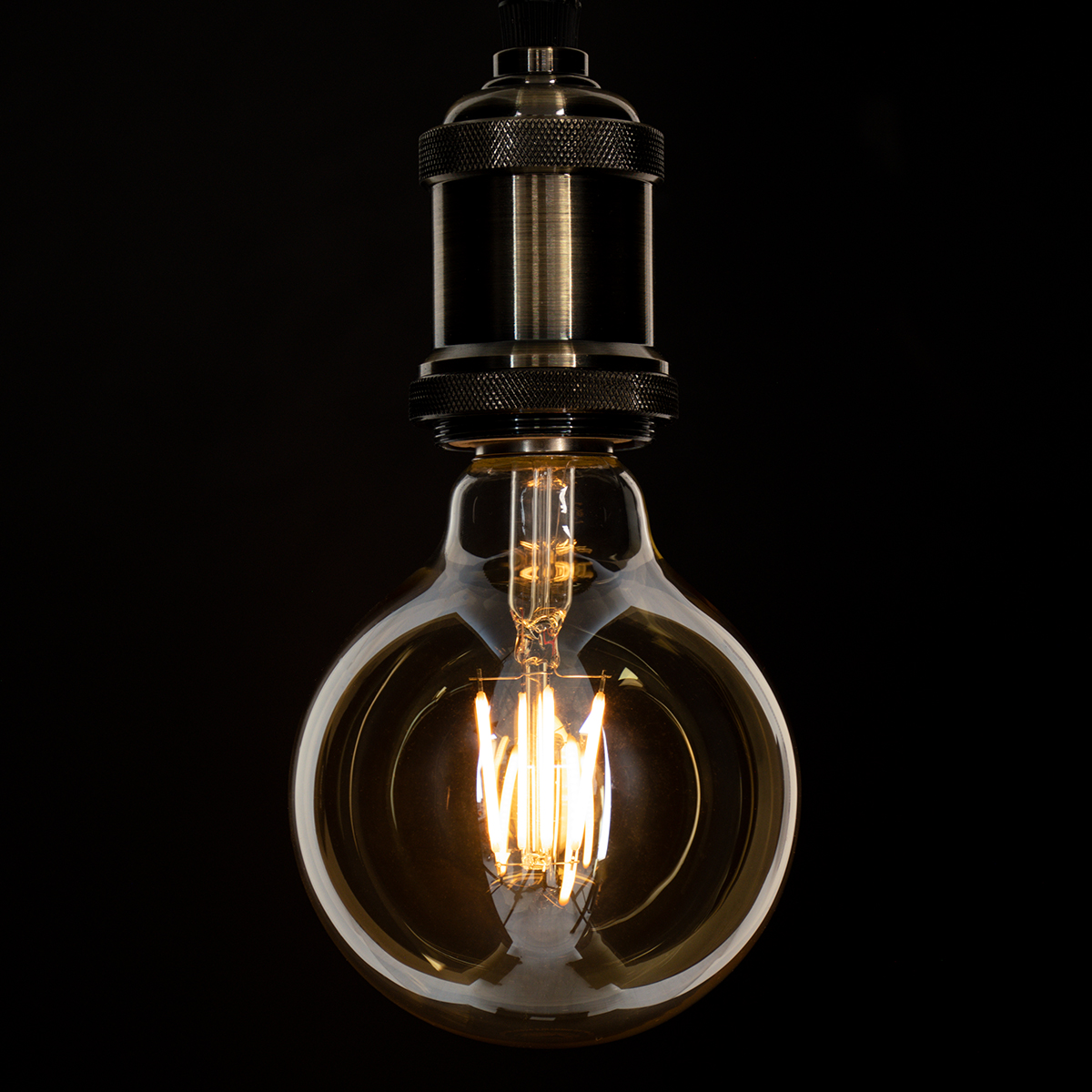 Glint® Led Long Filament Bulb E27 G95 Globe 4W 350Lm 360° Ac 220-240V Ip20 D9.5 X H13.5Cm Ultra Θερμό Λευκό 2200K Με Μελί Γυαλί - Dimmable