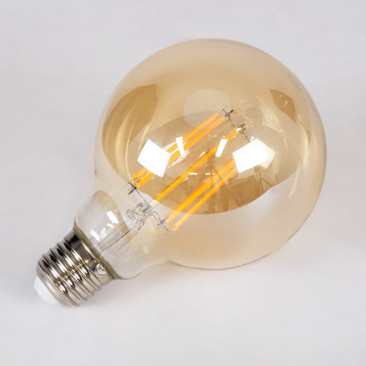 Glint® Led Long Filament Bulb E27 G95 Globe 12W 1080Lm 360° Ac 220-240V Ip20 D9.5 X H13.5Cm Ultra Θερμό Λευκό 2200K Με Μελί Γυαλί - Dimmable