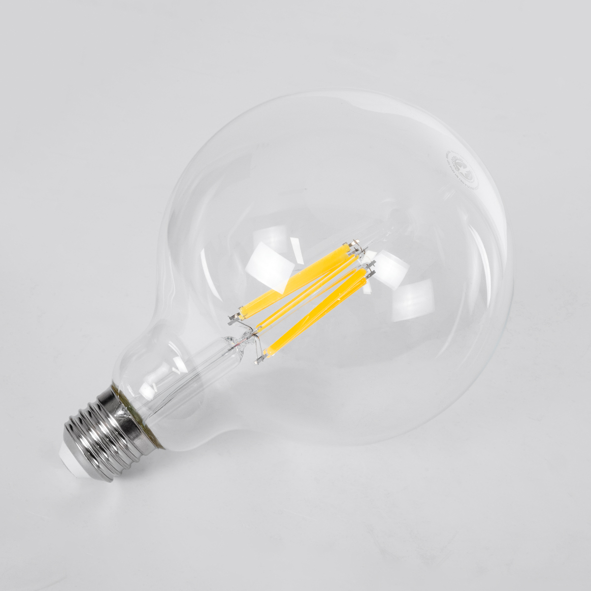 Glint® Λάμπα Led Long Filament E27 G125 Γλόμπος 7W 1470Lm 360° Ac 220-240V Ip20 Φ12.5 X Υ13.8Cm Θερμό Λευκό 2700K Με Διάφανο Γυαλί - Pro Series 210Lm/W - A Ενεργειακή Κλάση