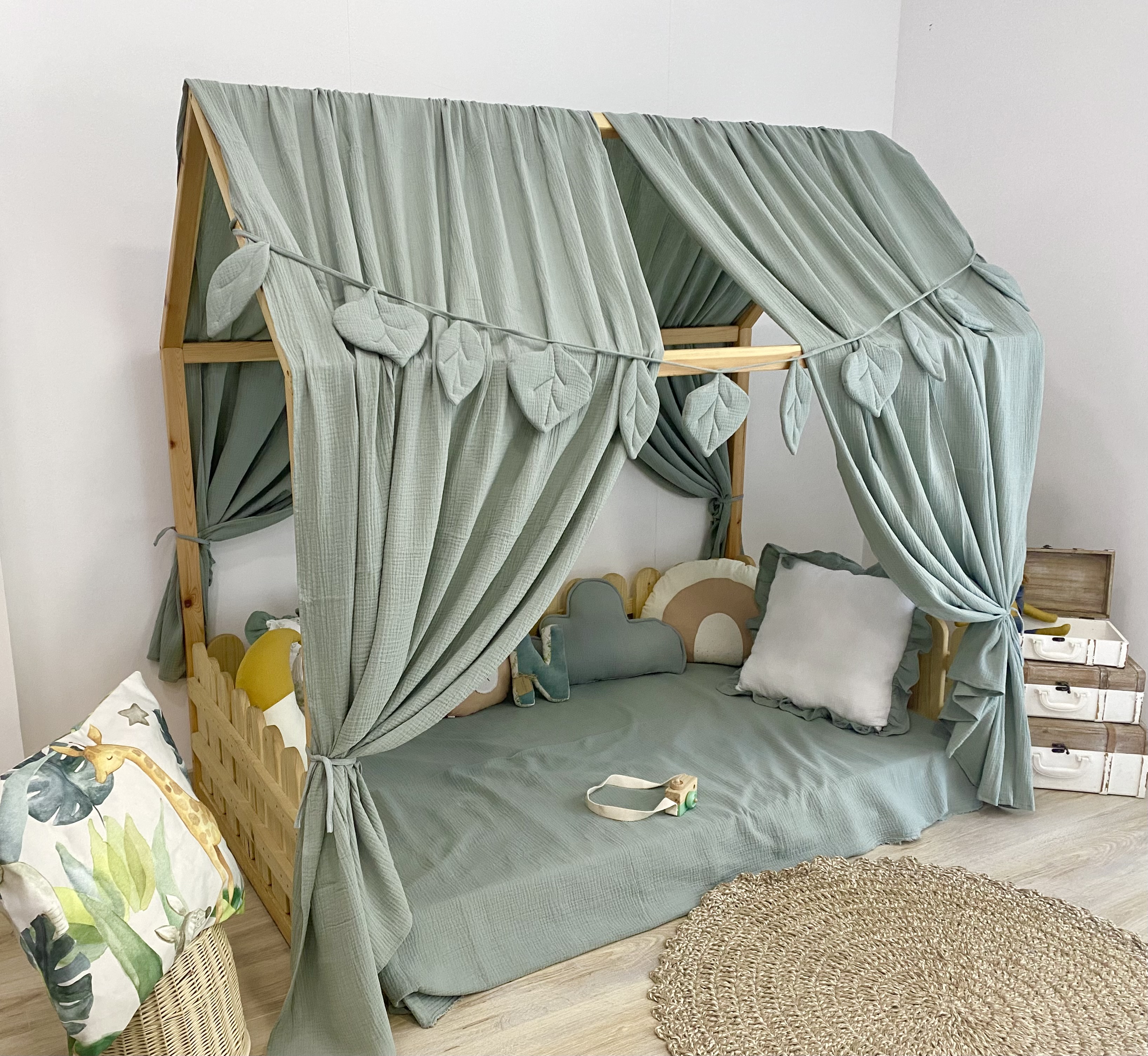 Κουρτίνες κρεβατιού-Canopy Bed Mint green