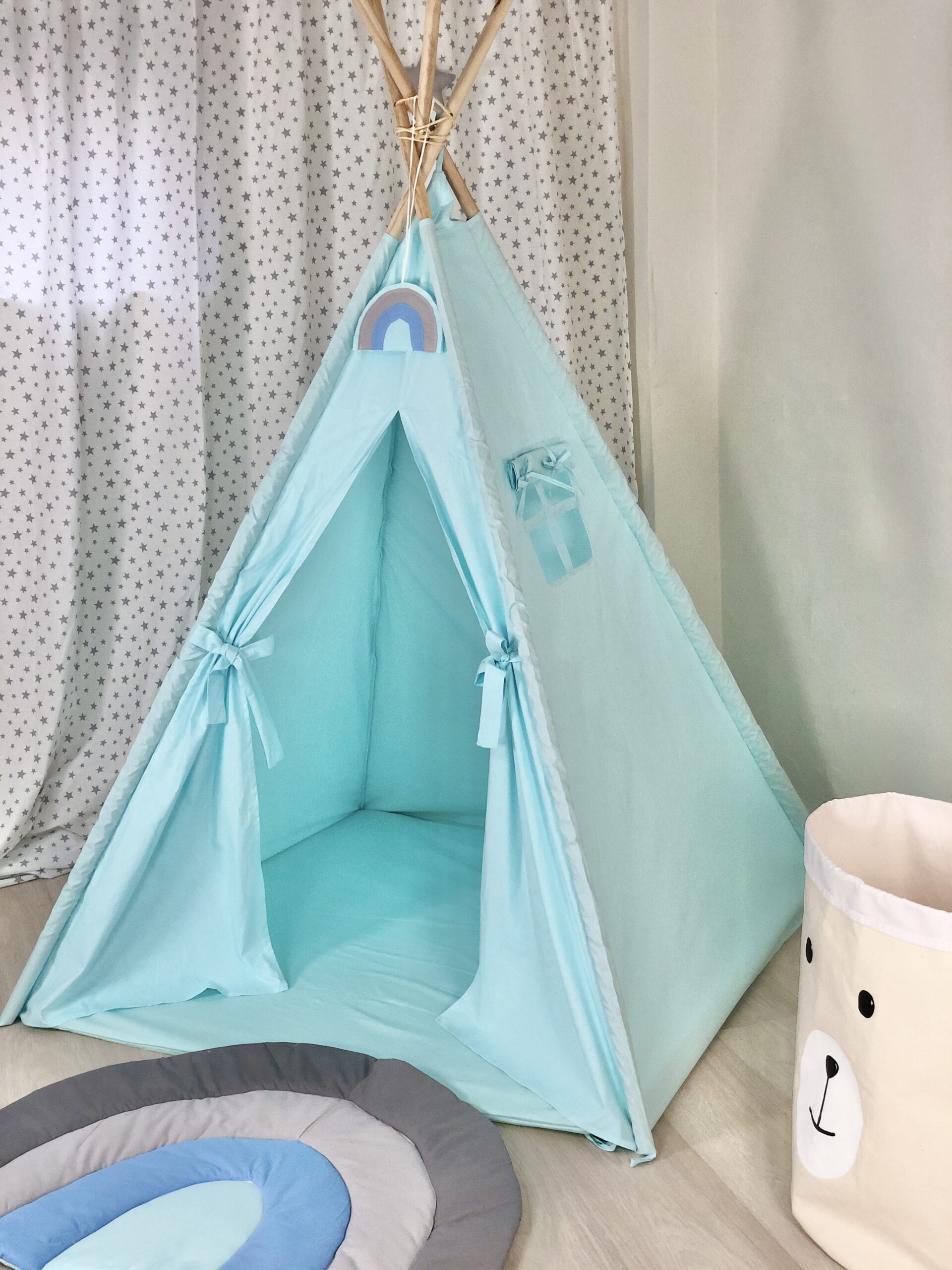 Παιδική Σκηνή Teepee Tent Blue Sky - Χειροποίητη, Ευρύχωρη, 100% Βαμβακερή