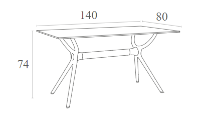 AIR ΤΡΑΠΕΖΙ 140Χ80Χ74εκ. WHITE LAMINATE 12mm