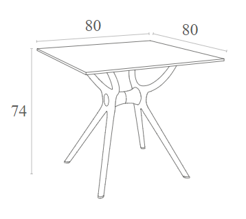 AIR ΤΡΑΠΕΖΙ 80Χ80Χ74εκ. WHITE LAMINATE 12mm