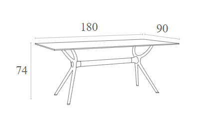 AIR ΤΡΑΠΕΖΙ 180Χ90Χ74εκ. WHITE LAMINATE 12mm