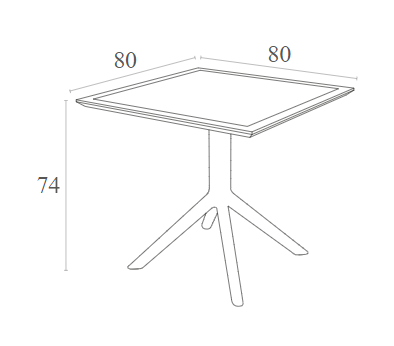 SKY TAUPE 80X80X74εκ. ΤΡΑΠΕΖΙ ΠΟΛ/ΝΙΟΥ