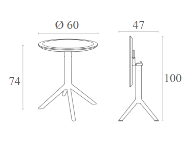 SKY WHITE Φ60X74εκ. ΤΡΑΠΕΖΙ ΠΤΥΣ/ΝΟ ΠΟΛ/ΝΙΟΥ