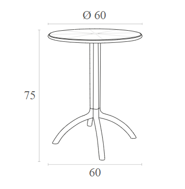 OCTOPUS Φ60Χ75εκ.SILVER GREY ΤΡΑΠΕΖΙ ΠΟΛ/ΝΙΟΥ