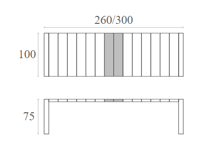 VEGAS BLACK 100X260/300Χ75εκ. ΕΠΕΚΤ.ΤΡΑΠΕΖΙ ΠΟΛ/ΝΙΟΥ