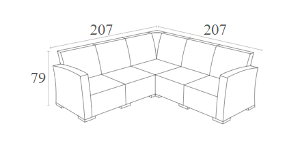 MONACO DARK GREY ΓΩΝΙΑ 207Χ207Χ79εκ. ΠΟΛ/ΝΙΟΥ