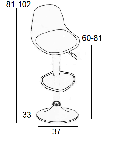 Σκαμπό Μπάρ 2τμχ Bar92 Γκρί Pu/Pp 37x33x110εκ.