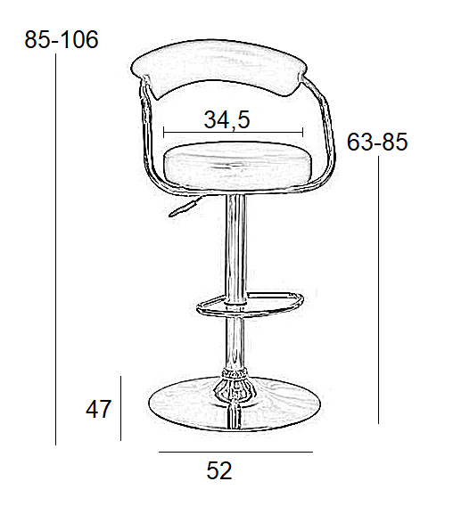 Σκαμπό Μπάρ 2τμχ Bar11 Μαύρο Pu Pvc 53x53x104εκ.