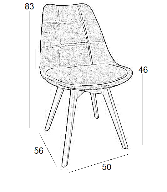 Καρέκλα Τραπεζαρίας Ξύλινη 4τμχ Bianca Grey Ύφασμα 49x53x82εκ.